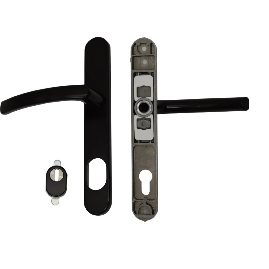 Maner usa termopan, blaugelb DGT35, exterior, 92 x 35 mm cu scut pentru cilindru, aluminiu, fara accesorii de prindere, maro