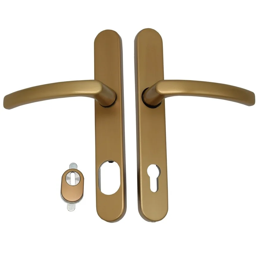 Maner usa termopan, blaugelb DGT35, exterior, 92 x 35 mm cu scut pentru cilindru, fara accesorii de prindere, culoare bronz F4