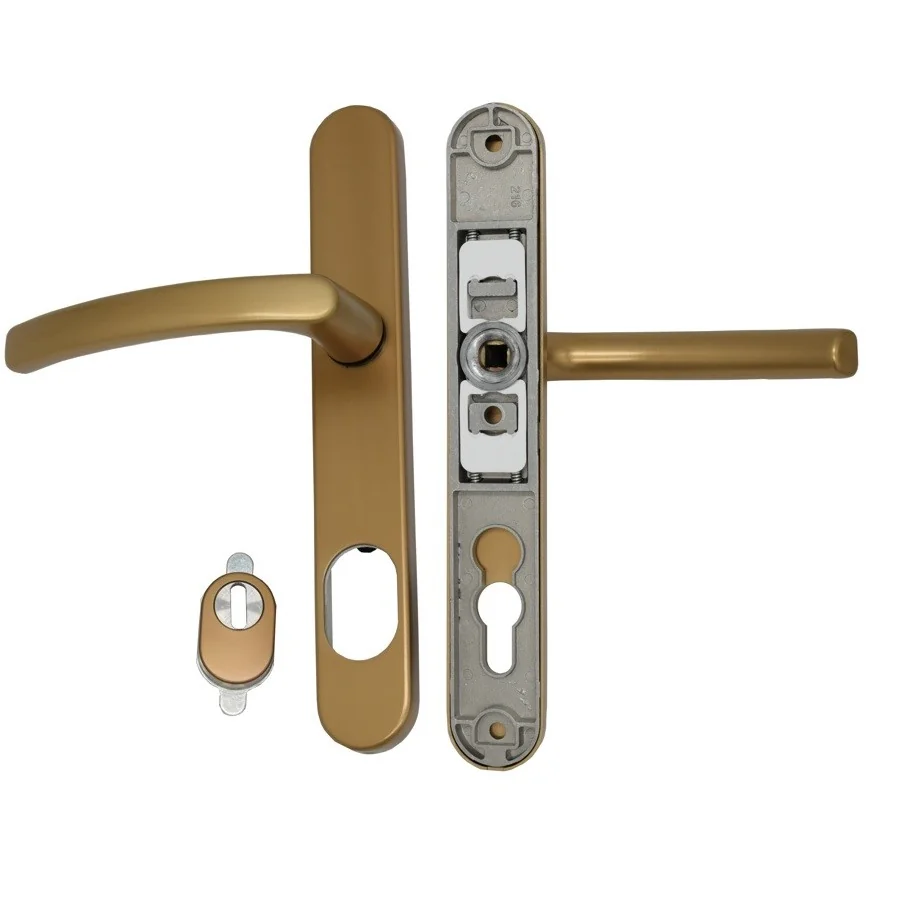 Maner usa termopan, blaugelb DGT35, exterior, 92 x 35 mm cu scut pentru cilindru, fara accesorii de prindere, culoare bronz F4