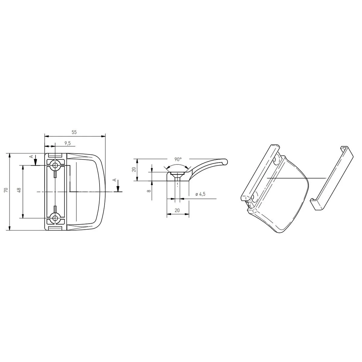 Maner usa tip scoica, tragator, Medos, din PVC, culoare antracit