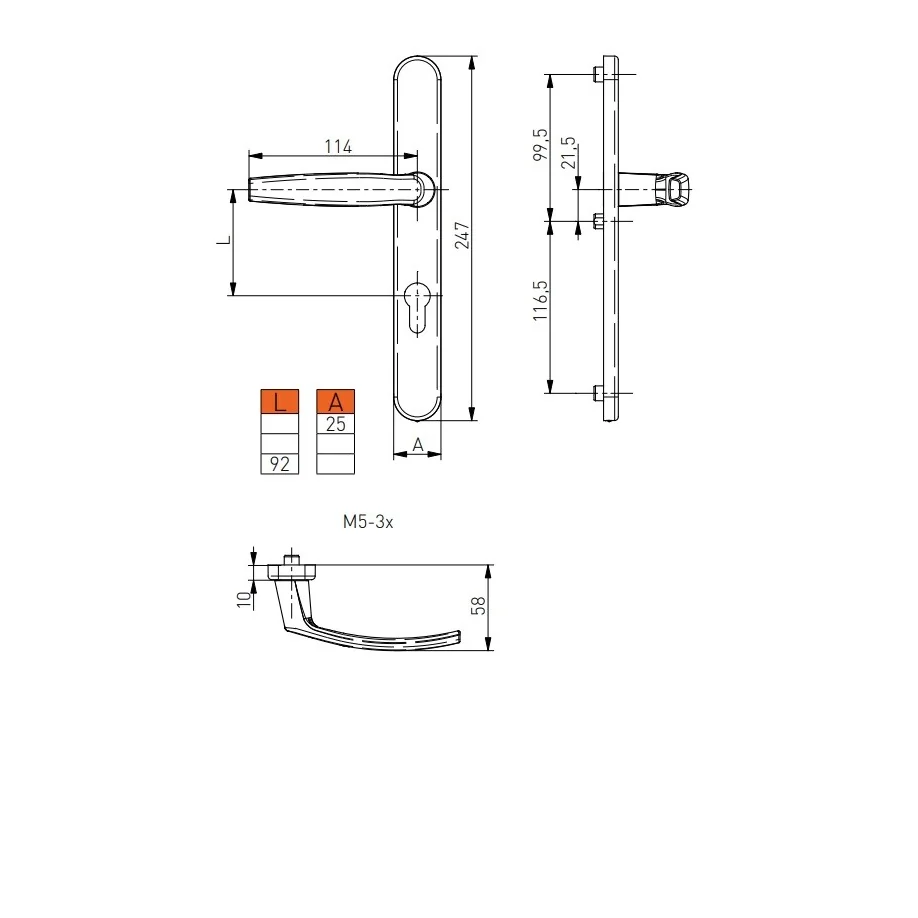 Maner usa termopan, Victory, exterior, 92 x 25 mm, cu arc, material aluminiu, culoare gri antracit mat RAL7016