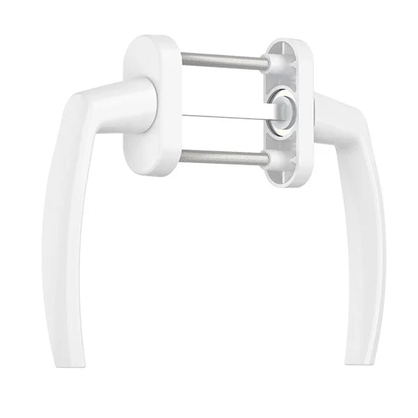 Maner usa de balcon simetrica, Victory, cu rozeta, aluminiu, culoare alb RAL 9016