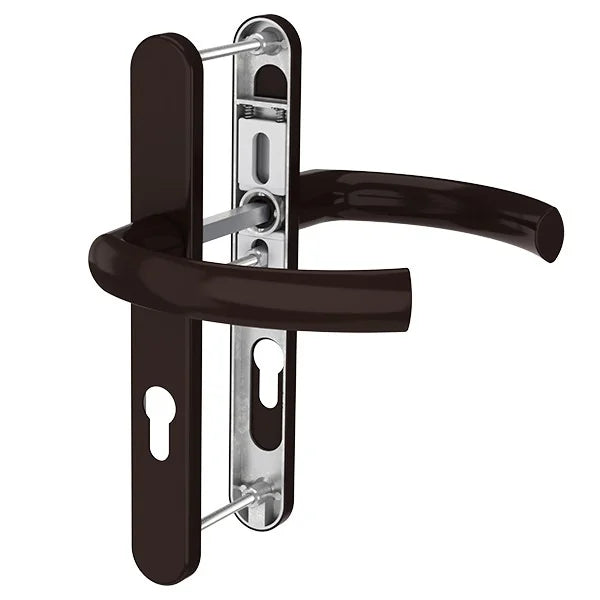 Maner usa termopan, Jowisz, exterior, 85 x 32 mm, cu arc, material aluminiu, culoare maro RAL8077