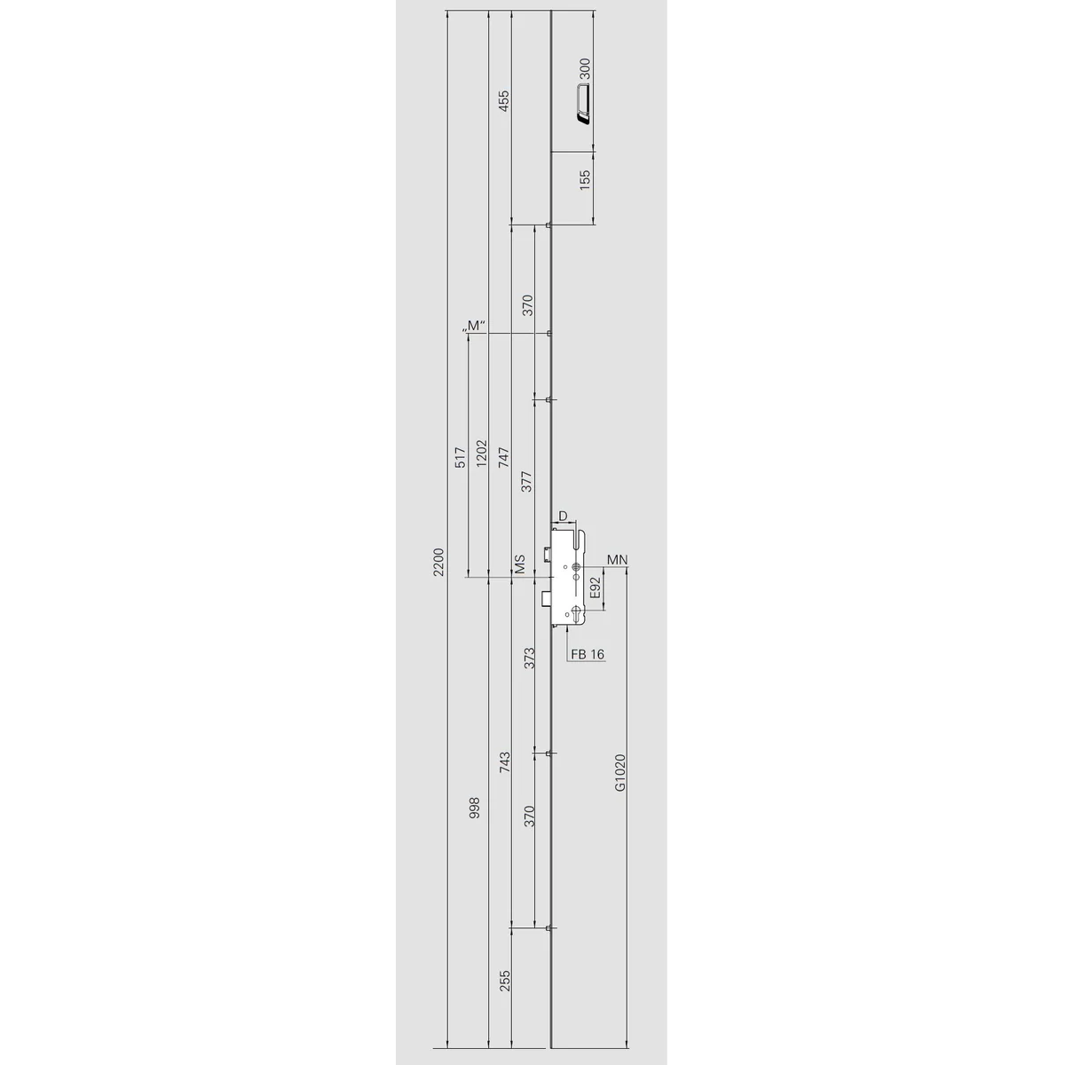 Broasca inchidere multipunct cu 4 role, ROTO, dornmass 35 mm, interax 92 mm, placa 16 mm, actionare din maner