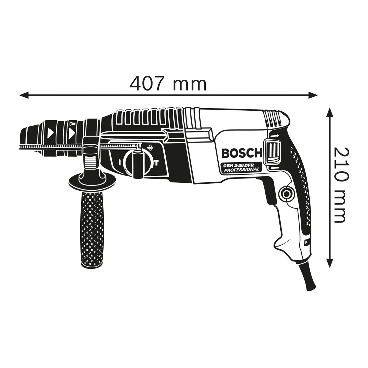 Ciocan rotopercutor Bosch Professional GBH 2-26 DFR, 800 Wati, cu sistem de prindere SDS plus (0611254768)