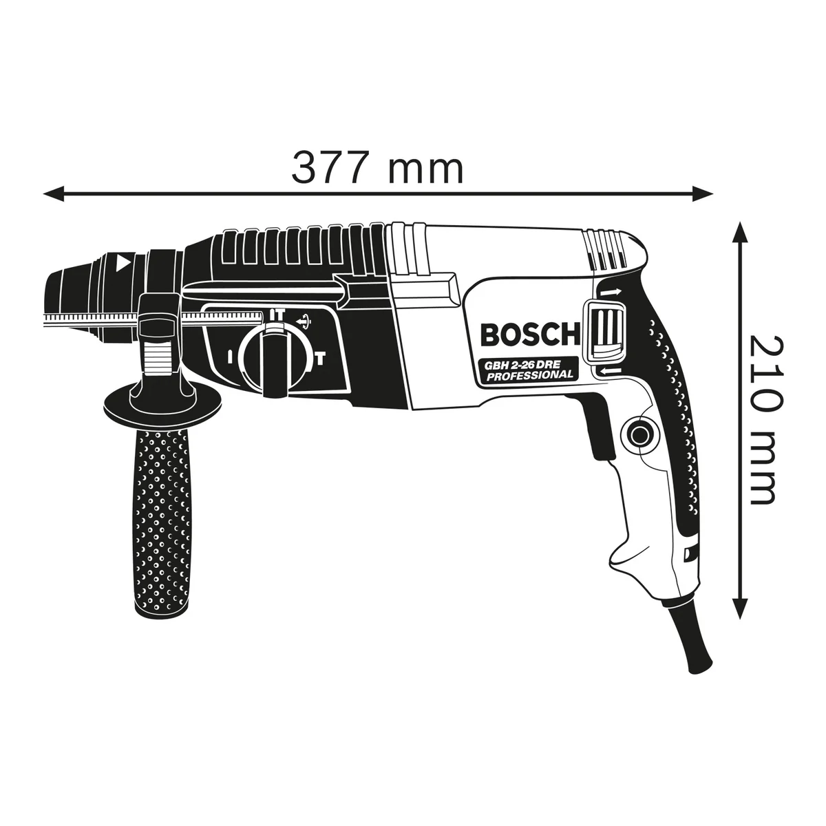 Ciocan rotopercutor Bosch Professional GBH 2-26 DRE, 800 Wati, cu sistem de prindere SDS plus (0611253708)