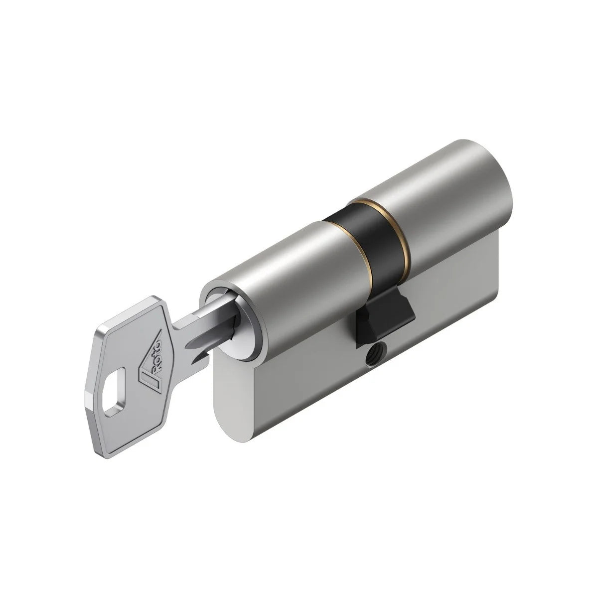 Butuc usa, cilindru, Roto Doorplus, dimensiune 40 x 55 mm, din alama, finisaj nichel mat, surub de fixare, 3 chei