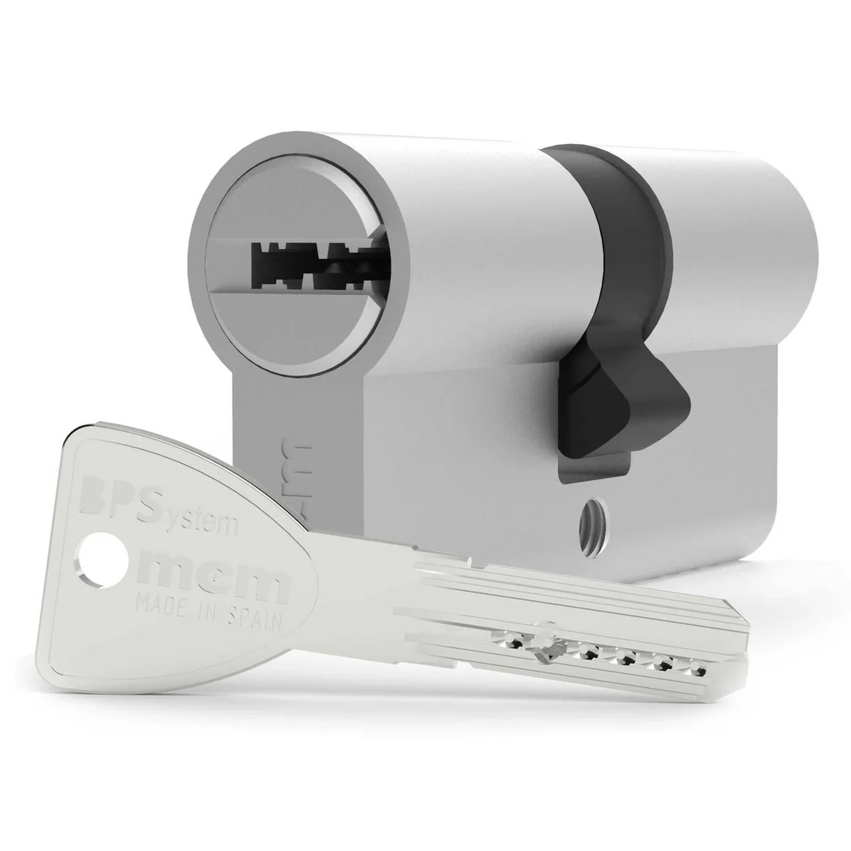 Cilindru de siguranta, mcm BPS 45x50, cu protectie la lovire, functie antipanica, cartela multiplicare chei, nichel, 5 chei