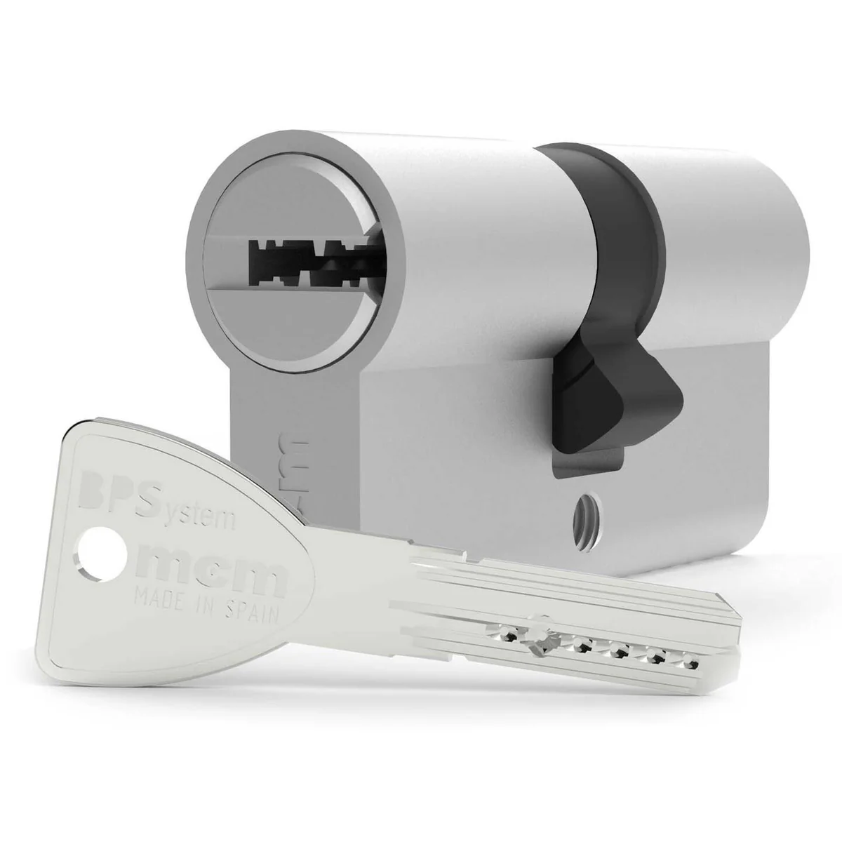 Cilindru cu amprenta mcm BPS 45x60, cu protectie la lovire, functie antipanica, cartela multiplicare chei, nichel, 5 chei