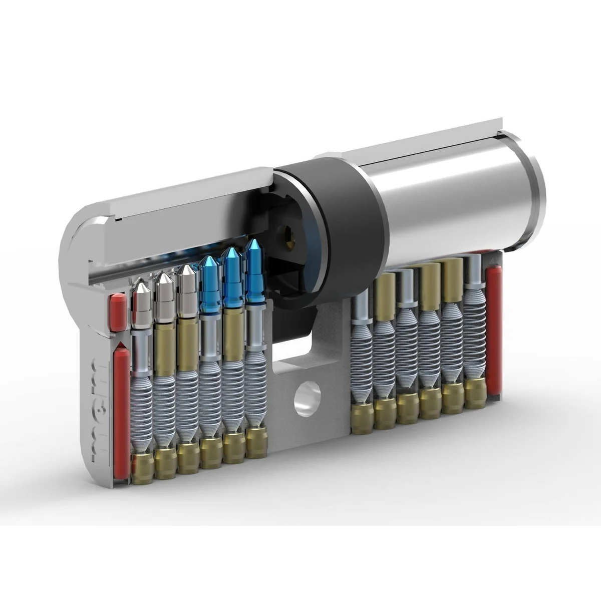 Cilindru cu amprenta mcm BPS 45x60, cu protectie la lovire, functie antipanica, cartela multiplicare chei, nichel, 5 chei