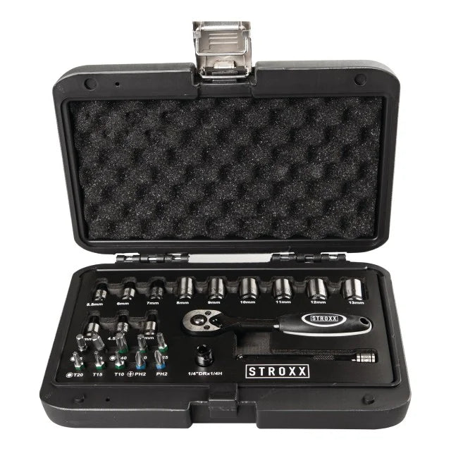 Set scule STROXX, cu clichet, 25 piese, 1/4 toll