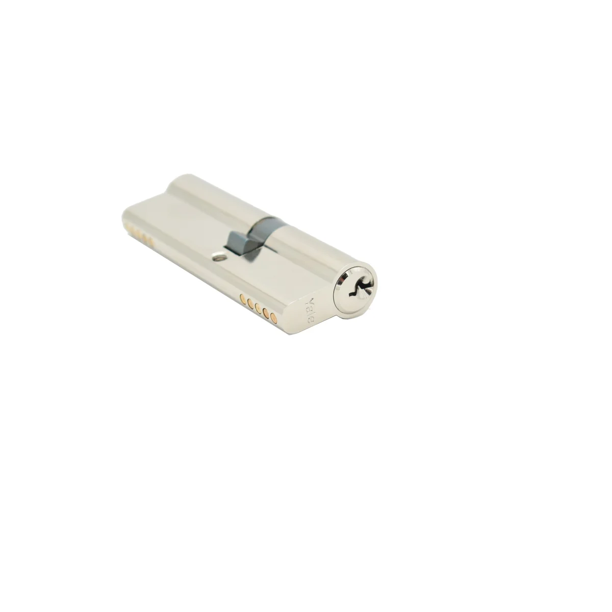 Butuc usa, cilindru, Yale, dimensiune 45 x 55, din alama, finisaj nichel lucios, surub de fixare, 3 chei