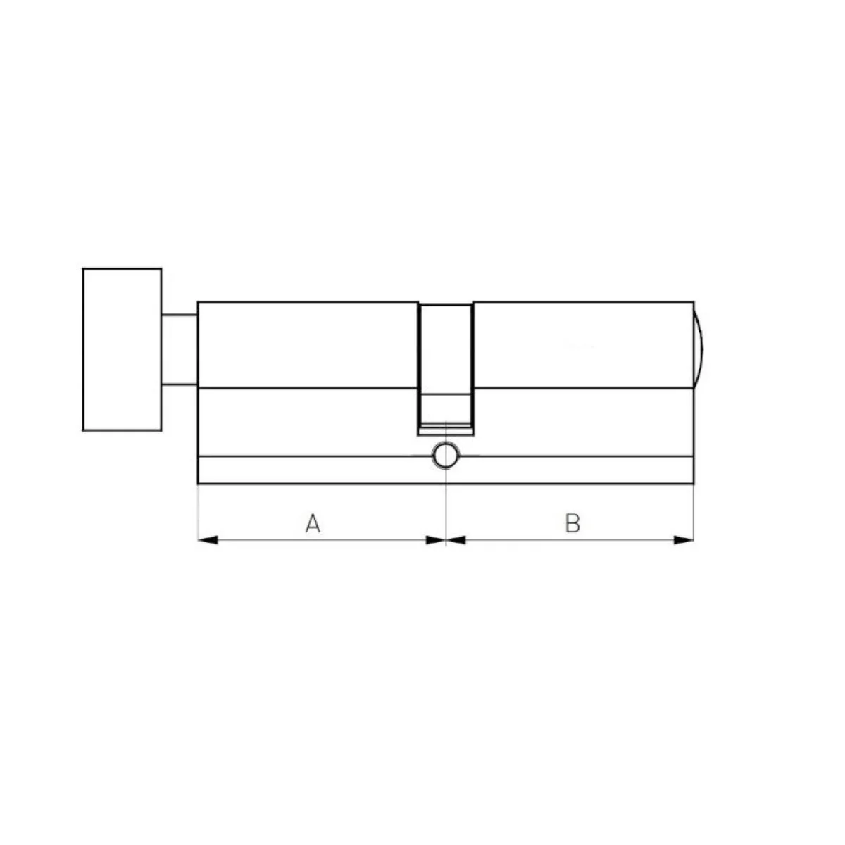 Butuc usa, cilindru, Yale, dimensiune 50 x 55, din alama, cu buton oval pe 50 mm, surub de fixare, cu 3 chei