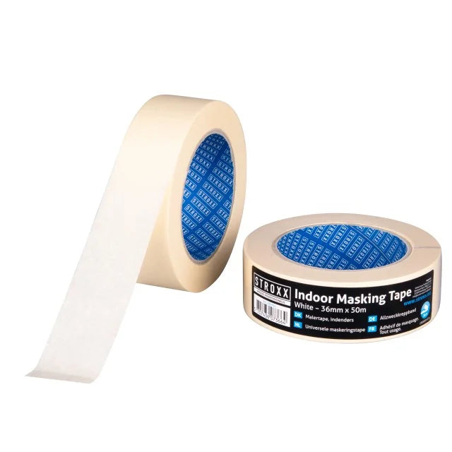 Banda de mascare, STROXX, culoare alba, latime 36 mm, lungime 50 metri