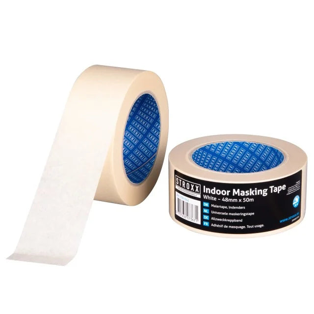 Banda de mascare, STROXX, culoare alba, latime 48 mm, lungime 50 metri