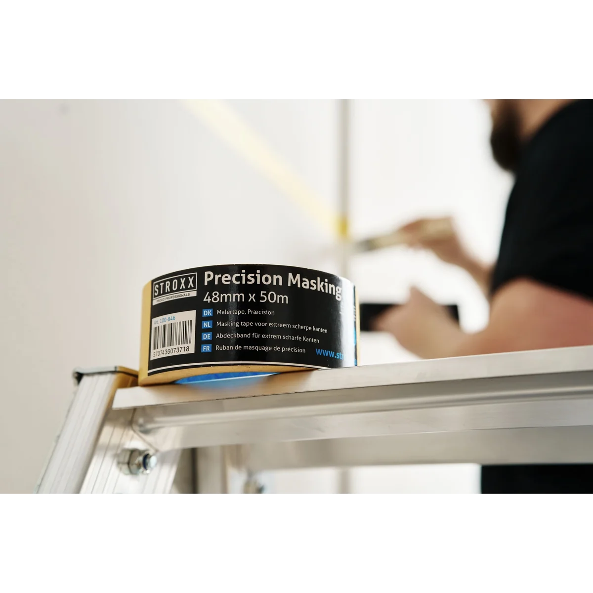 Banda de mascare, STROXX, culoare alba, latime 48 mm, lungime 50 metri