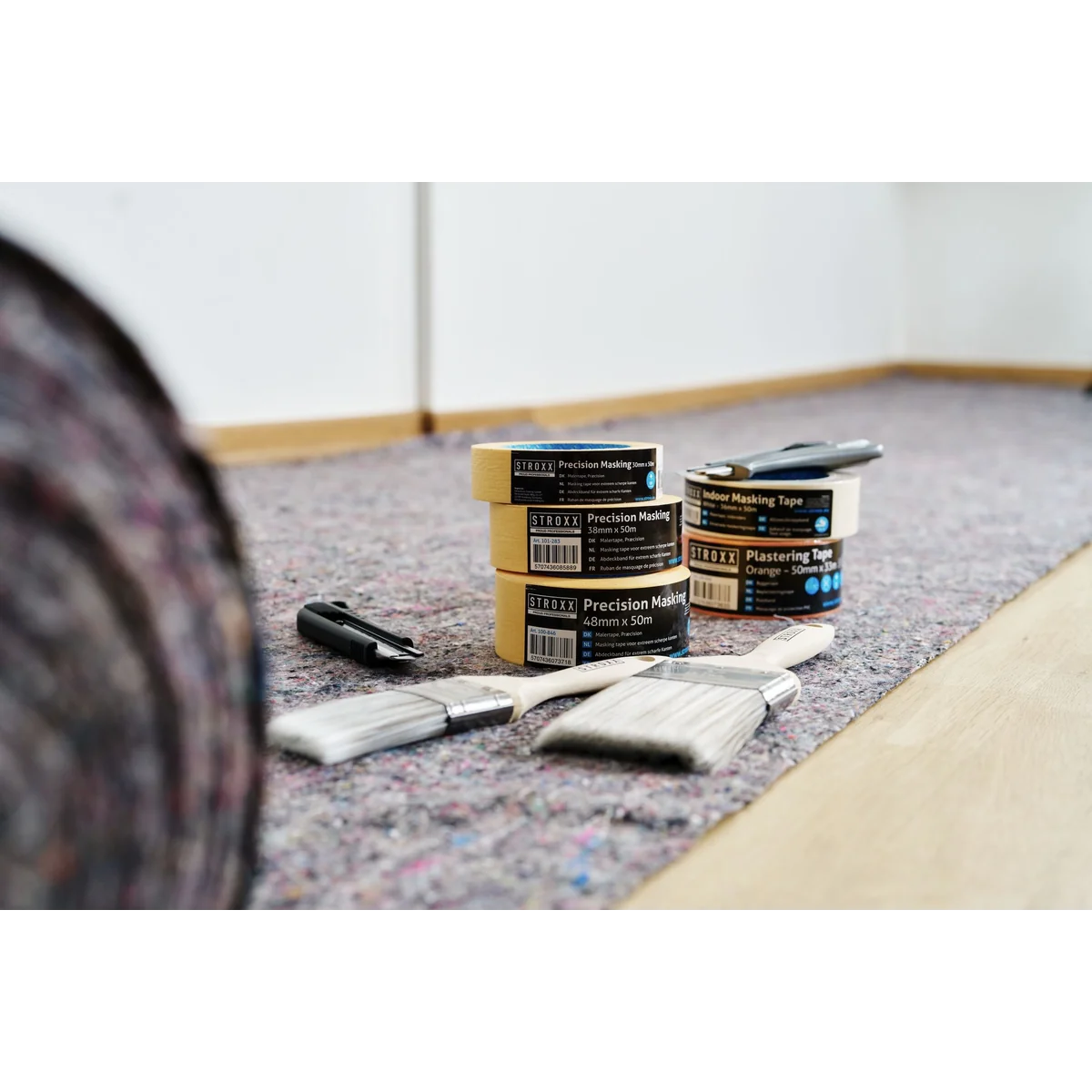 Banda de mascare, STROXX, culoare alba, latime 48 mm, lungime 50 metri