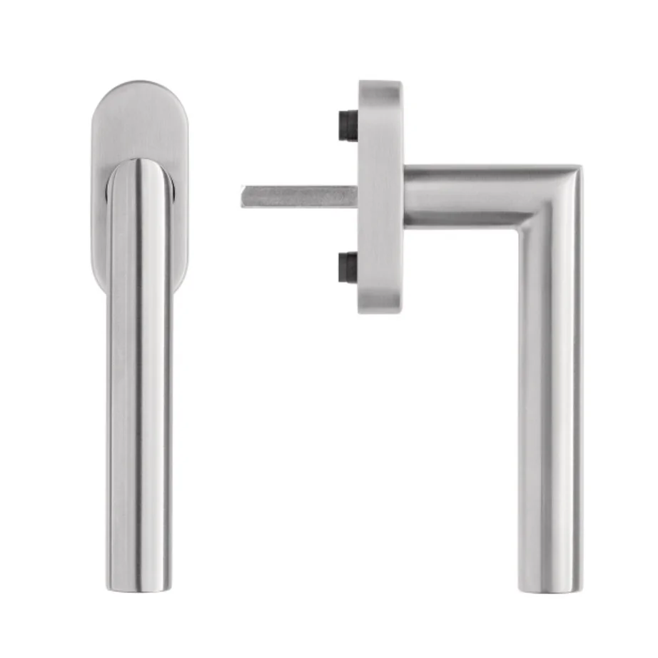 Maner geam termopan, blaugelb, material inox, forma 90 de grade, patrat 7/43 mm, culoare inox