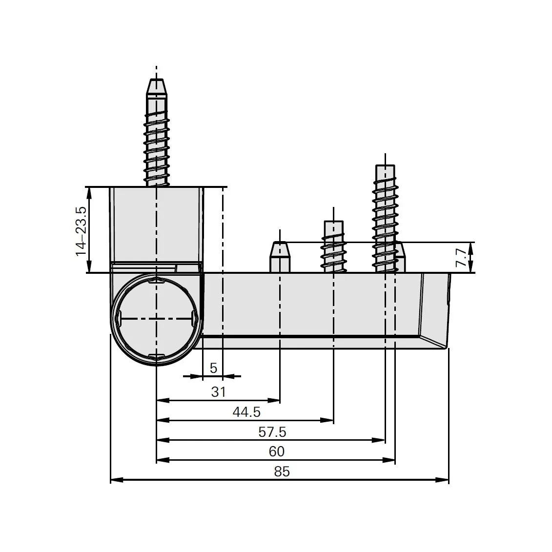 Balama usa termopan, Roto tip PS23, inaltime cercevea 17-20.5 mm, max 80 kg, culoare maro RAL 8077