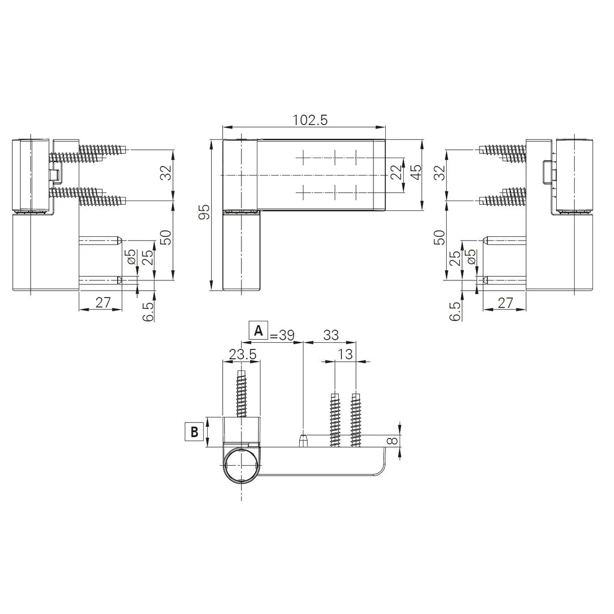 Balama usa termopan, Roto, Solid 150 P, reglabilă 3D, 17-20.5 mm, max. 110 kg, culoare alb RAL 9016