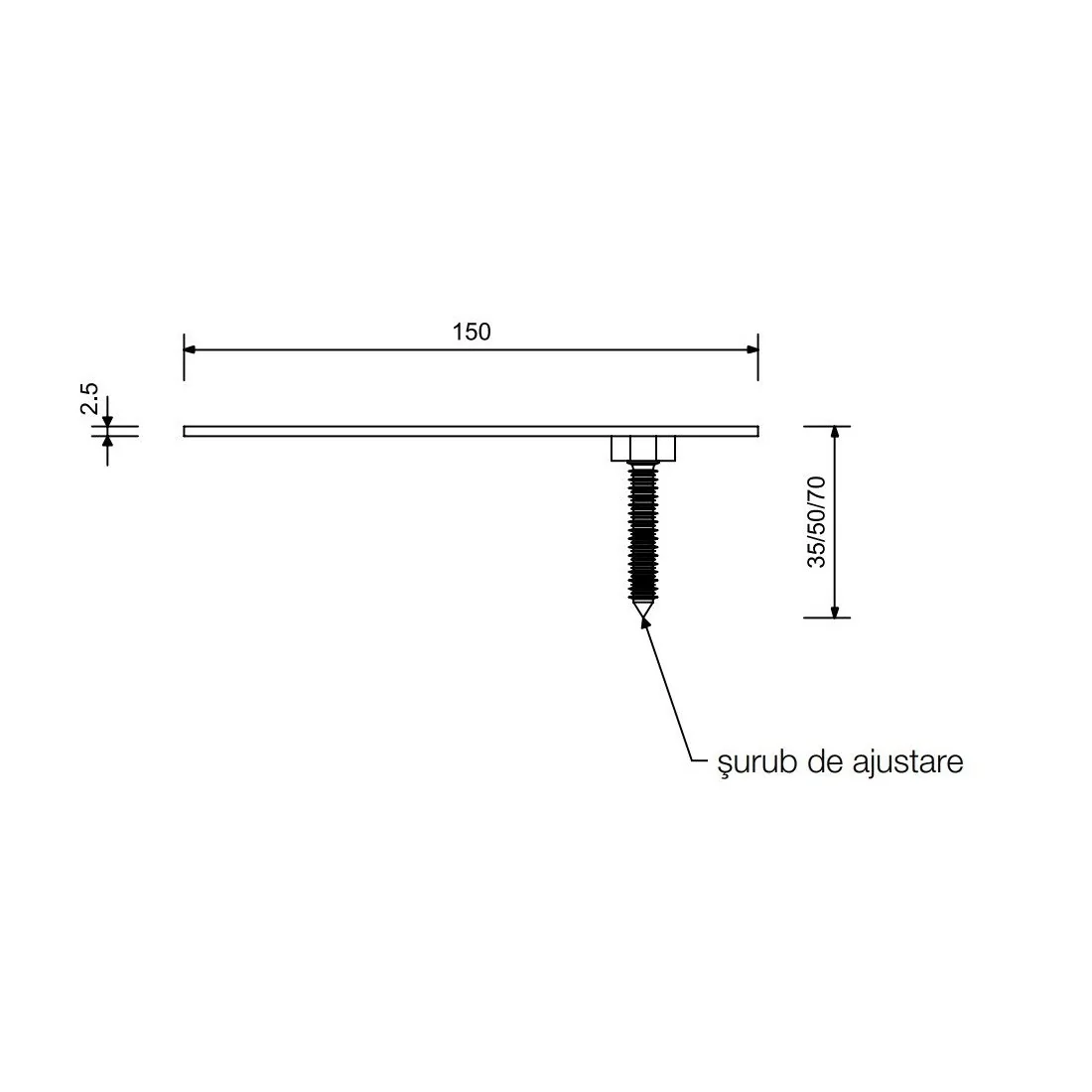 Ancora de montaj Blaugelb Protect lungime 150 mm cu surub de ajustare de 50 mm
