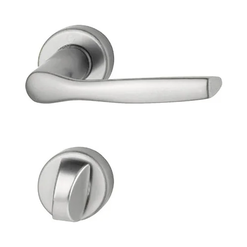 Maner usa interior, Hoppe Milano, cu rozeta pentru WC, material aluminiu, culoare argintiu, 119 x 44 mm