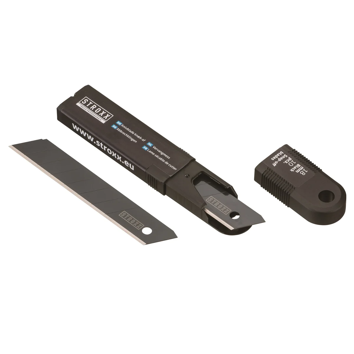 Lame de rezerva pentru cutterele STROXX, latime 18 mm, culoare negru, 10 bucati pe set